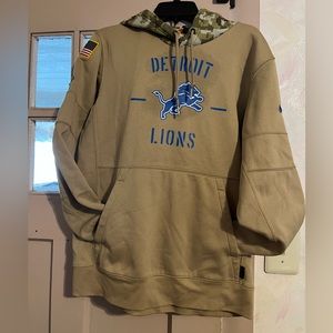 Nike Tan and Blue Detroit Lions Hoodie